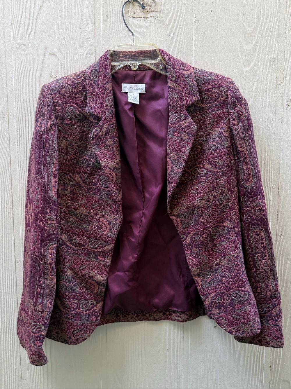 Vintage Worthington Plum Paisley Blazer